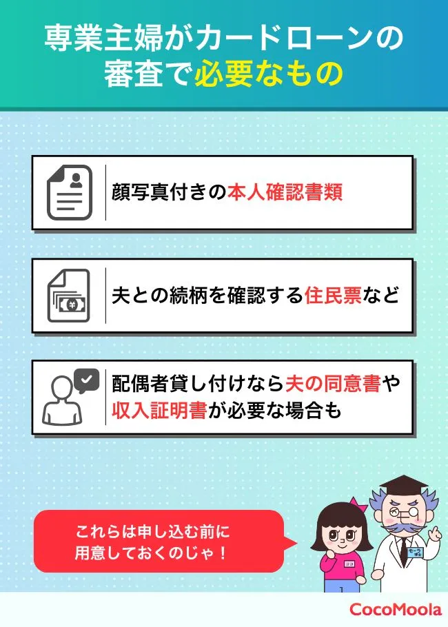画像：専業主婦がカードローンの 審査で必要なもの